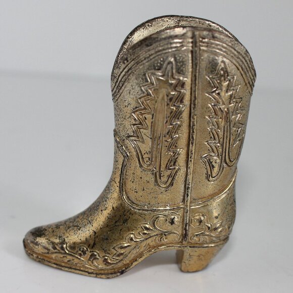 Vintage K.I Silver/Bronze Ornate Cowboy Boot 2 5/8" Tall Made In Occupied Japan - Picture 2 of 9